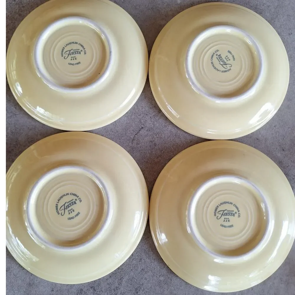 Fiestaware vintage butter yellow 8 pc teacup & saucer plate set lot USA made